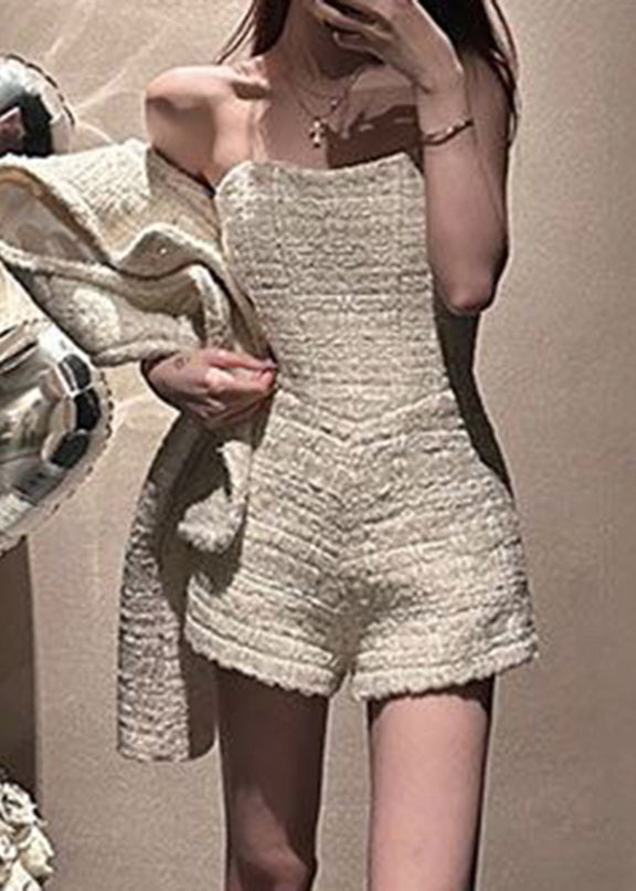 Art Apricot O-neck Print Coats and Jumpsuit Two Pieces Set Spring