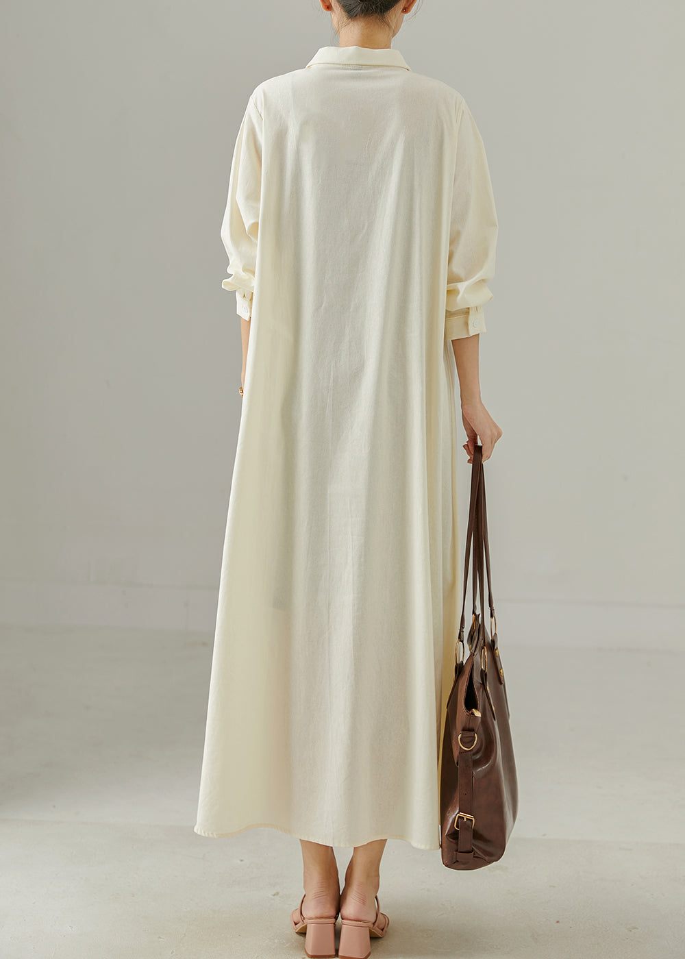 Milk White Oversized Cotton Shirt Dresses Spring