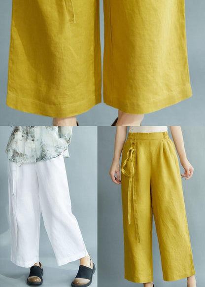 Yellow Loose Straight Fall Pants