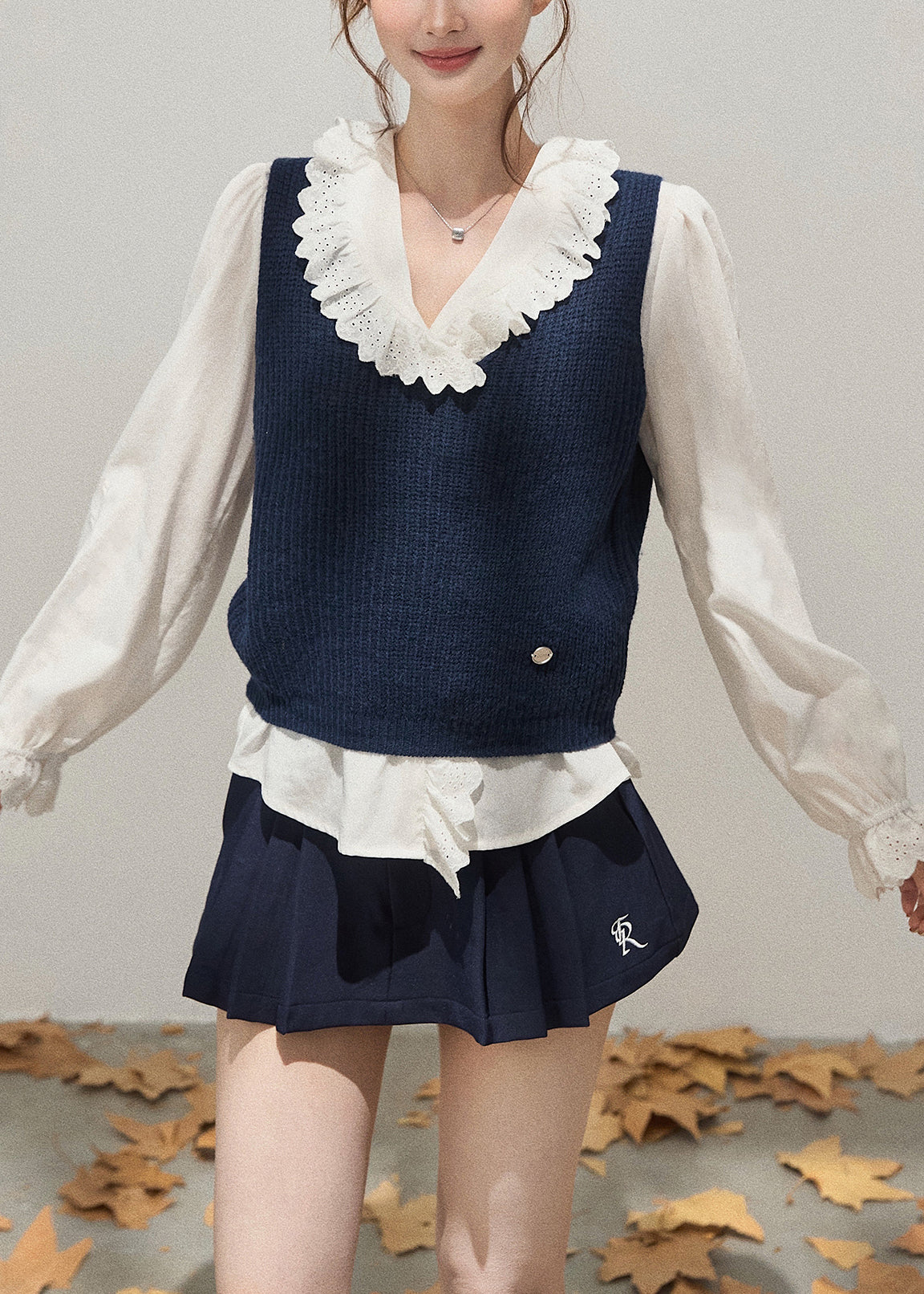 Classy Navy Thick Knit Vest Fall
