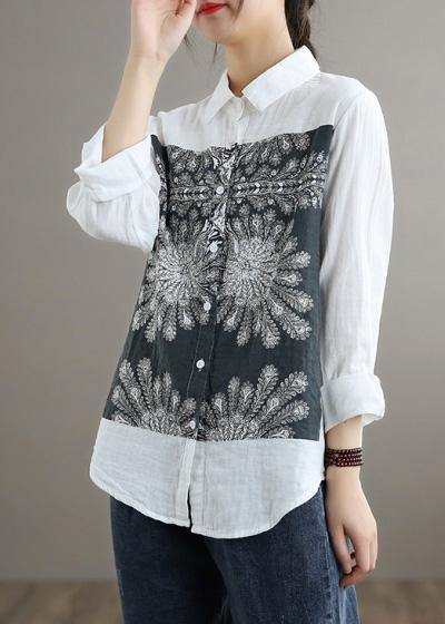 Handmade Lapel Patchwork Spring Top Silhouette Tutorials White Top