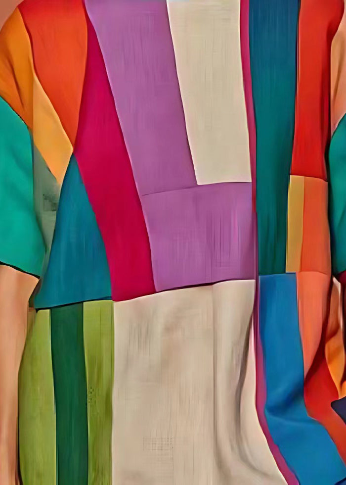 Colorblock Oversized Patchwork Linen Tank Summer