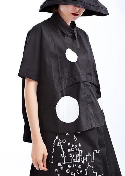 Black Dot Short Sleeve Cotton Shirts