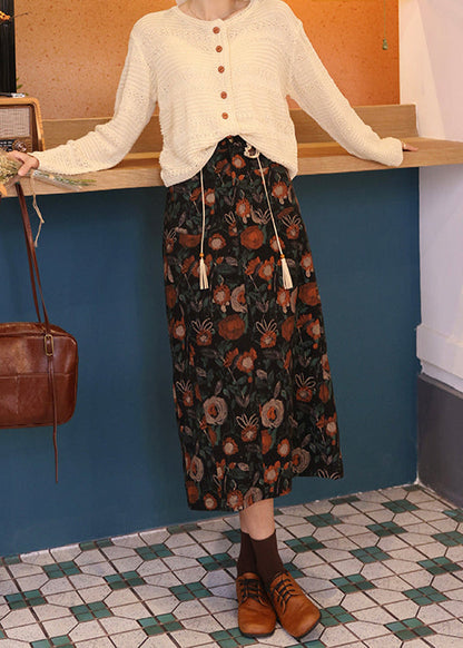 New Print High Waist Cotton Skirts Autumn