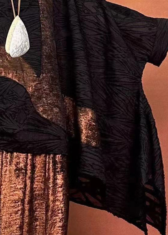 Black Oversized Original Design Silk Top Summer