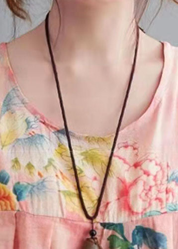Diy Pink Print Cinched Summer Long Dress