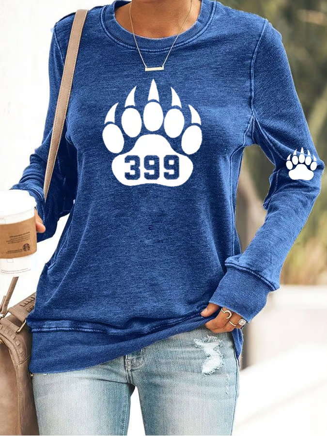 Comstylish Retro Grizzly Bear Claw Paw Rip 1996-2024 Print Sweatshirt