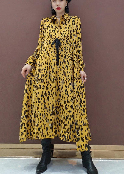 Lapel Large Hem Spring Clothes Ideas Yellow Dotted Maxi Dress