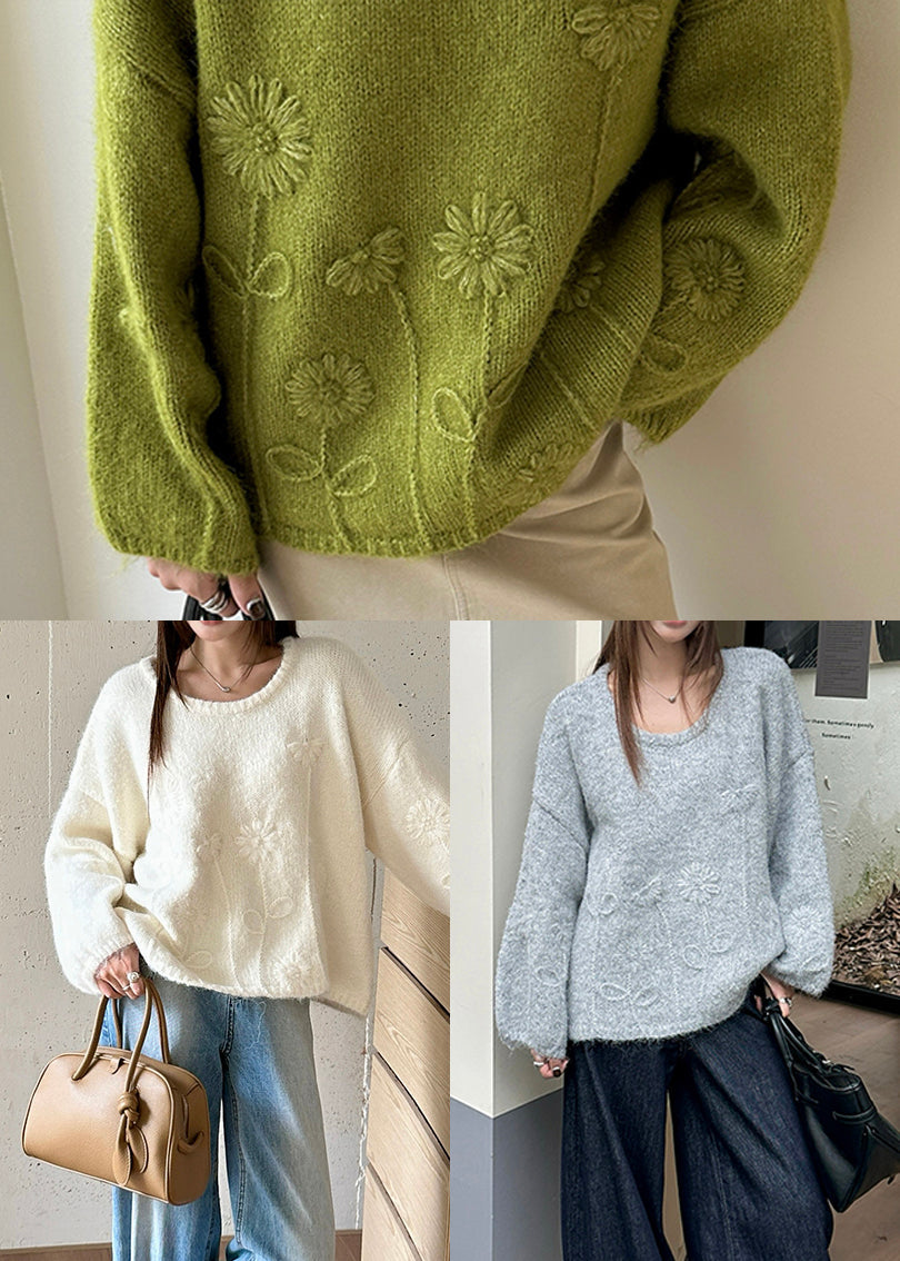 Tea Green Oversized Knit Sweater Winter