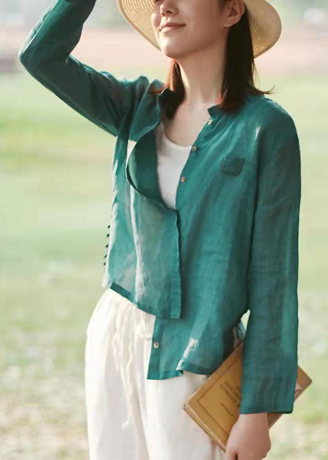 Boutique Chocolate O-neck Button Side Open Blouse Tops Spring