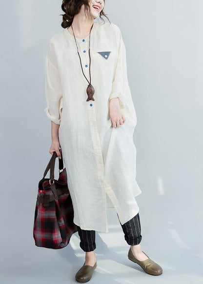 Style White Button Maxi Summer Cotton Dress