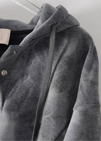 Grey Tie Dye Drawstring Hooded Sweatshirts Top Spring