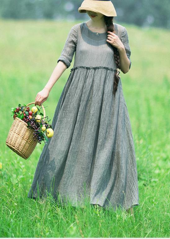 100% Green Dresses O-neck Patchwor Long Summer Dresses