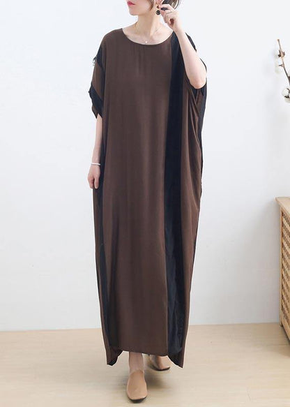 French Chocolate Patchwork Cotton Lace Summer Dresses