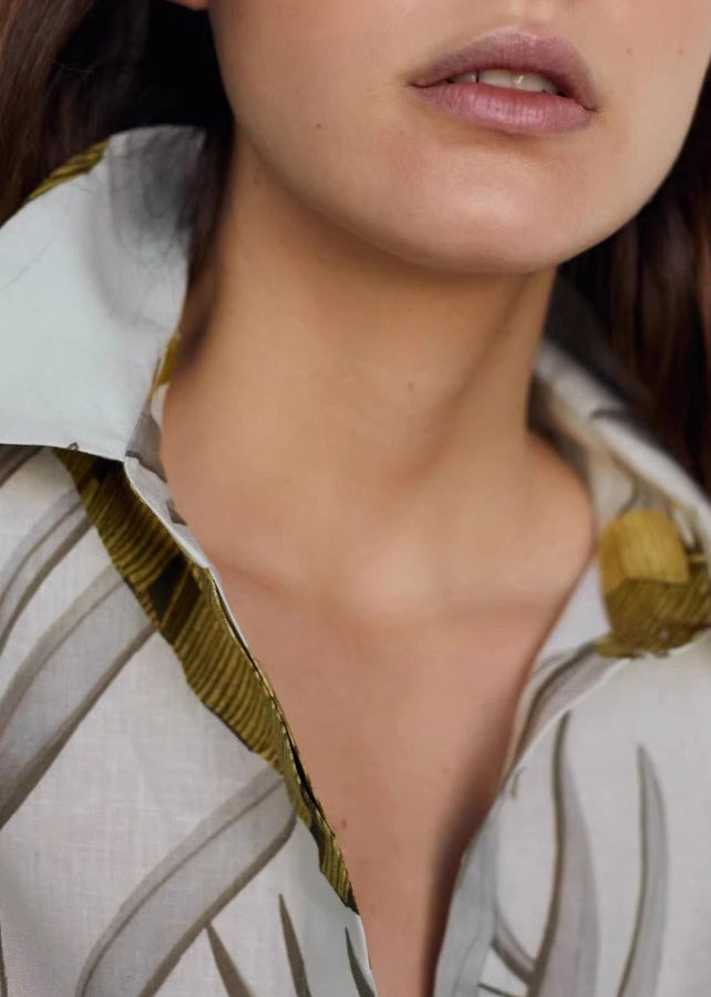 Peter Pan Collar Print Button Shirt Spring