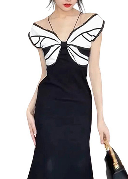 Black Bow Off the Shoulder Dresses Summer