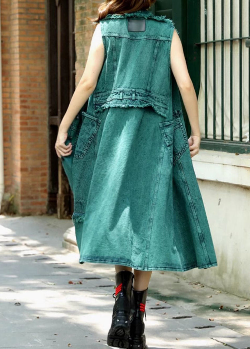 Red Peter Pan Collar Patchwork Long Waistcoat Summer