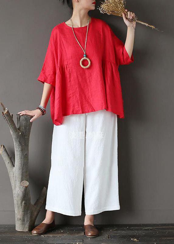 Diy U Neck Linen Summer Rose Tops