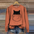 Comstylish Women's Funny Cat Meowtain Japanese Cat Print Sweatshirt
