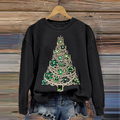 Comstylish Women's Christmas Tree Art Printed Sweatshirt