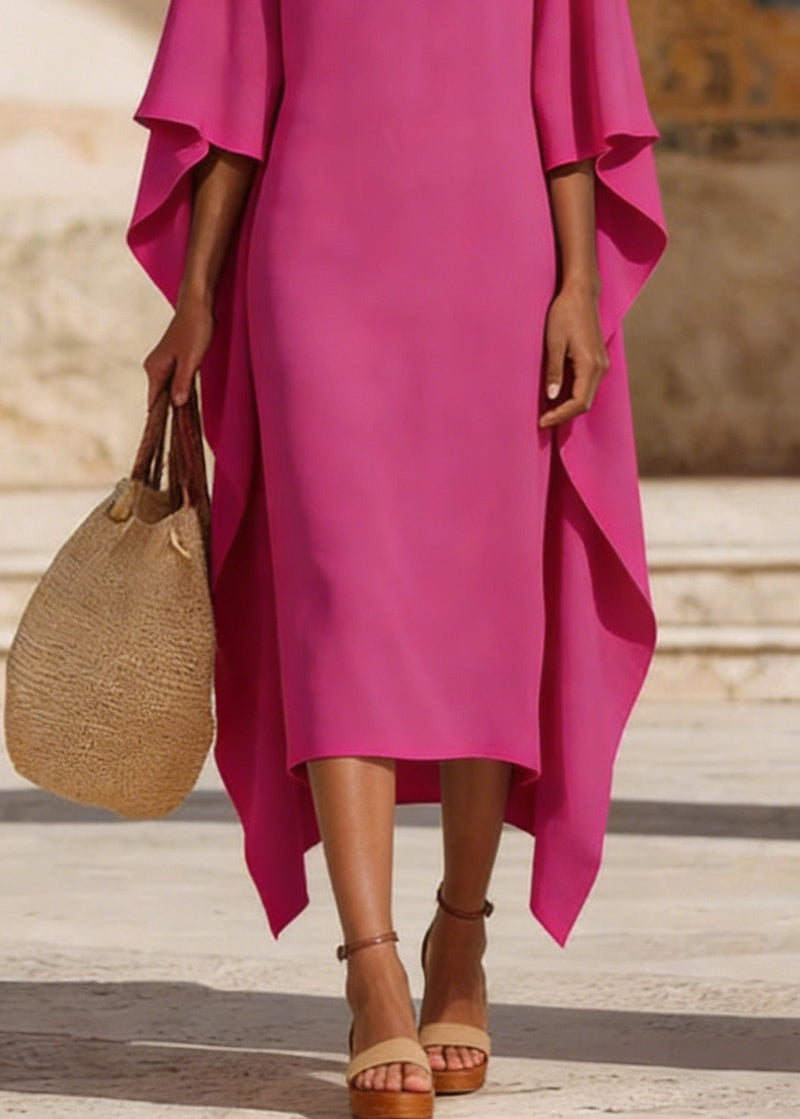 Rose Asymmetrical Design Holiday Maxi Dress Spring