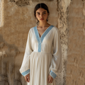 Vintage Greek Inspired V Neck Linen Blend Maxi Dress artswardrobe