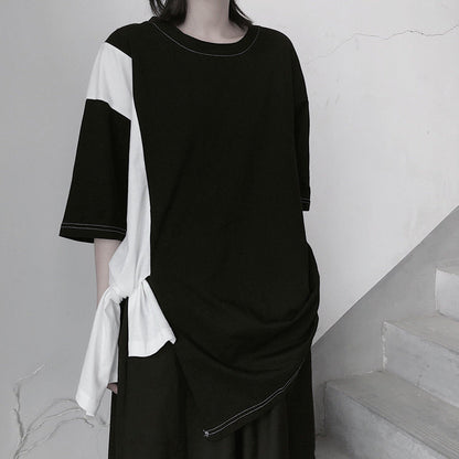Black Clothes O Neck Patchwork Art Spring Blouses