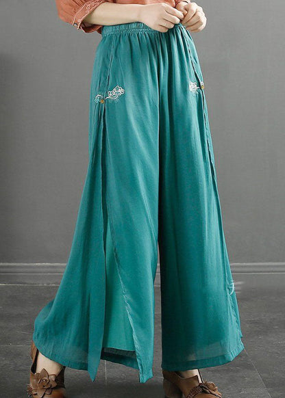 Organic Blue Embroideried High Waist Cotton Pants Skirt Summer