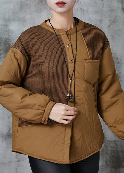 Khaki Patchwork Thick Fine Cotton Filled Witner Coats