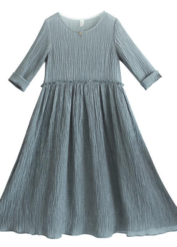 100% Green Dresses O-neck Patchwor Long Summer Dresses