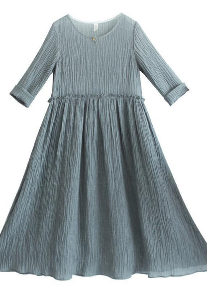 100% Green Dresses O-neck Patchwor Long Summer Dresses