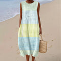 Women's Vintage Abstract Geometric Art Linen Vest Dress artswardrobe