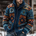 Fair Isle Geometric Ethnic Pattern Jacquard Color Block Knitted Cardigan elevenforest