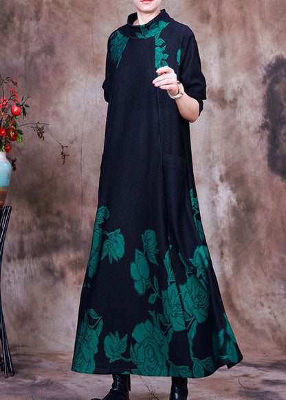 Diy Green Print Holiday Slim Fit Dress Spring