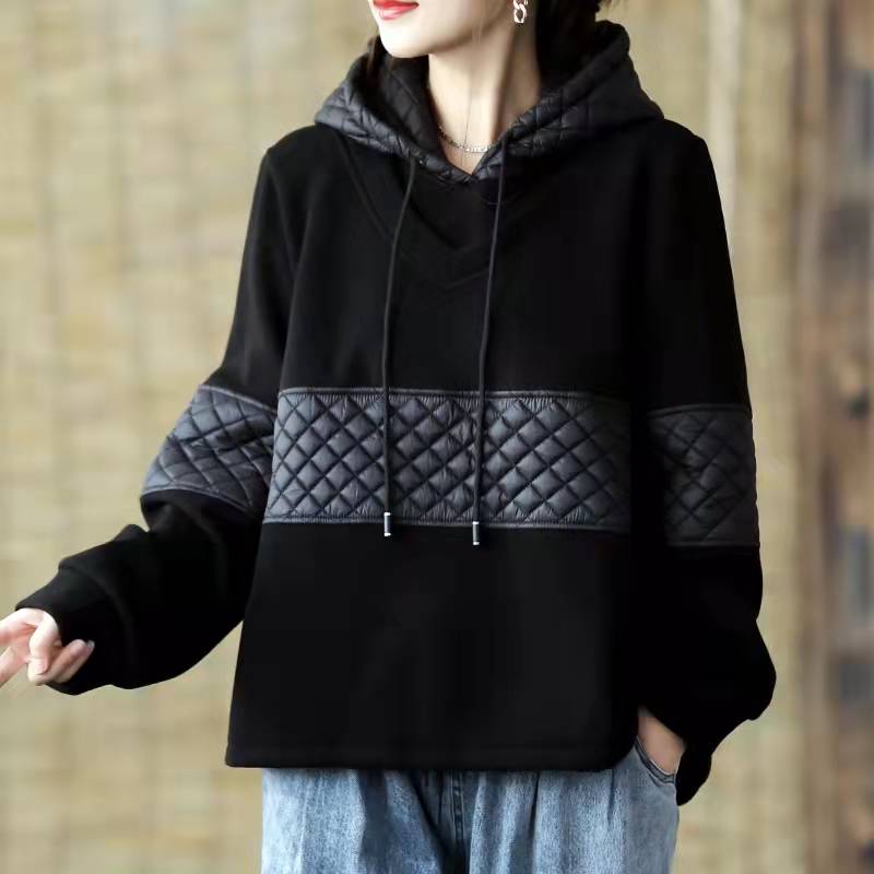 Diy Black Clothes for Hooded Patchwork Midi Spring Blouse