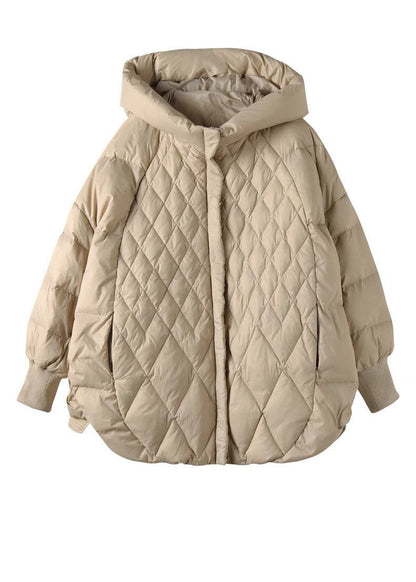 Khaki Zip Up Duck Down Winter Down Coat