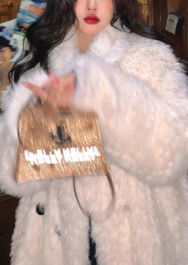 Boutique White Fuzzy Fur Fluffy Coat Winter