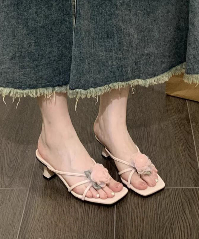 Purple Stylish Splicing Chunky Heel Slide Sandals