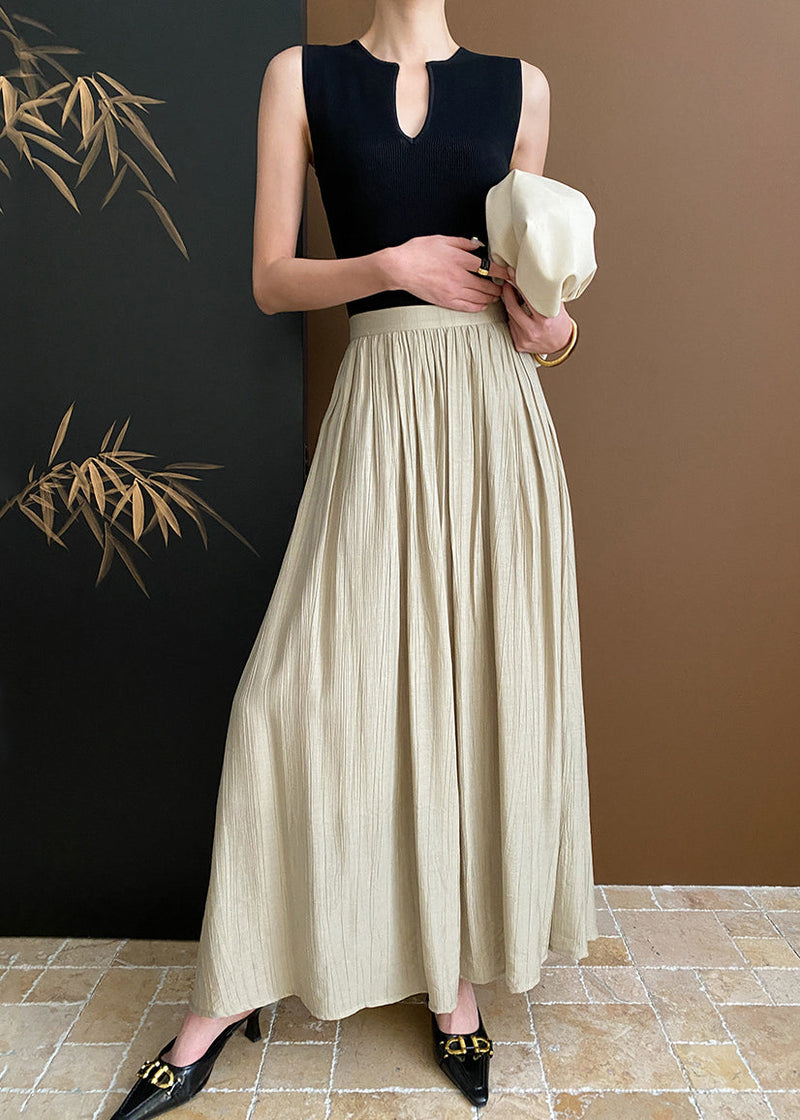Apricot Exra Large Hem Pleated Skirt Spring