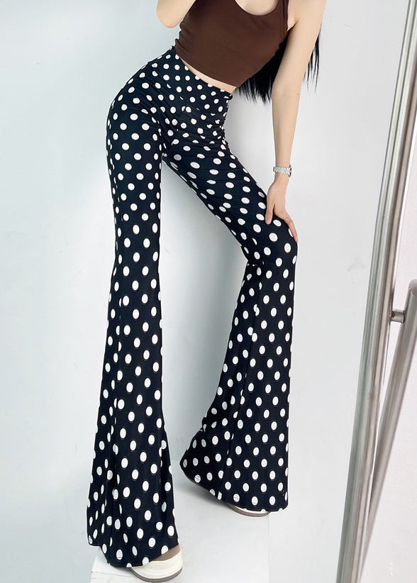 Black Dot Bell-bottom Trousers Tummy Control Fall