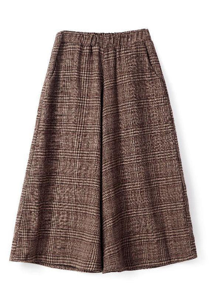 Stylish Khaki Loose Pockets Wide Leg Fall Pants