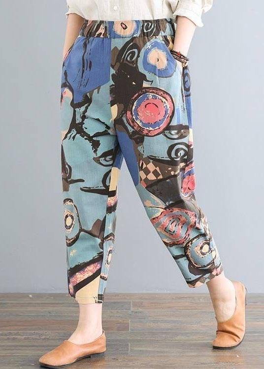Elastic Waist Printed Harem Pants Loose Trousers