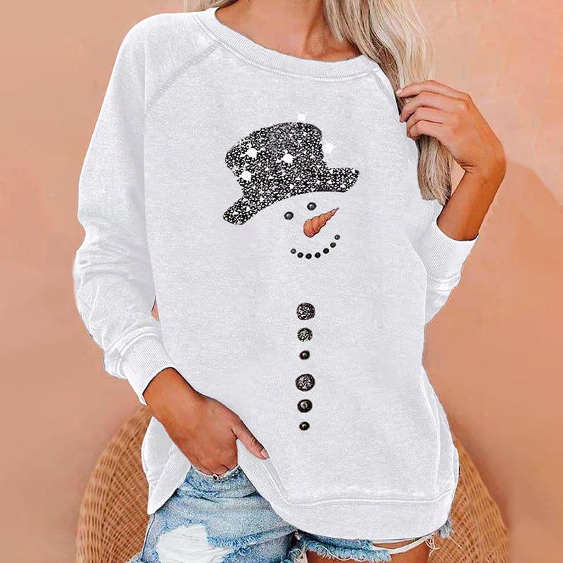 Comstylish Women's Christmas Snowman Print Casual Sweatshirt