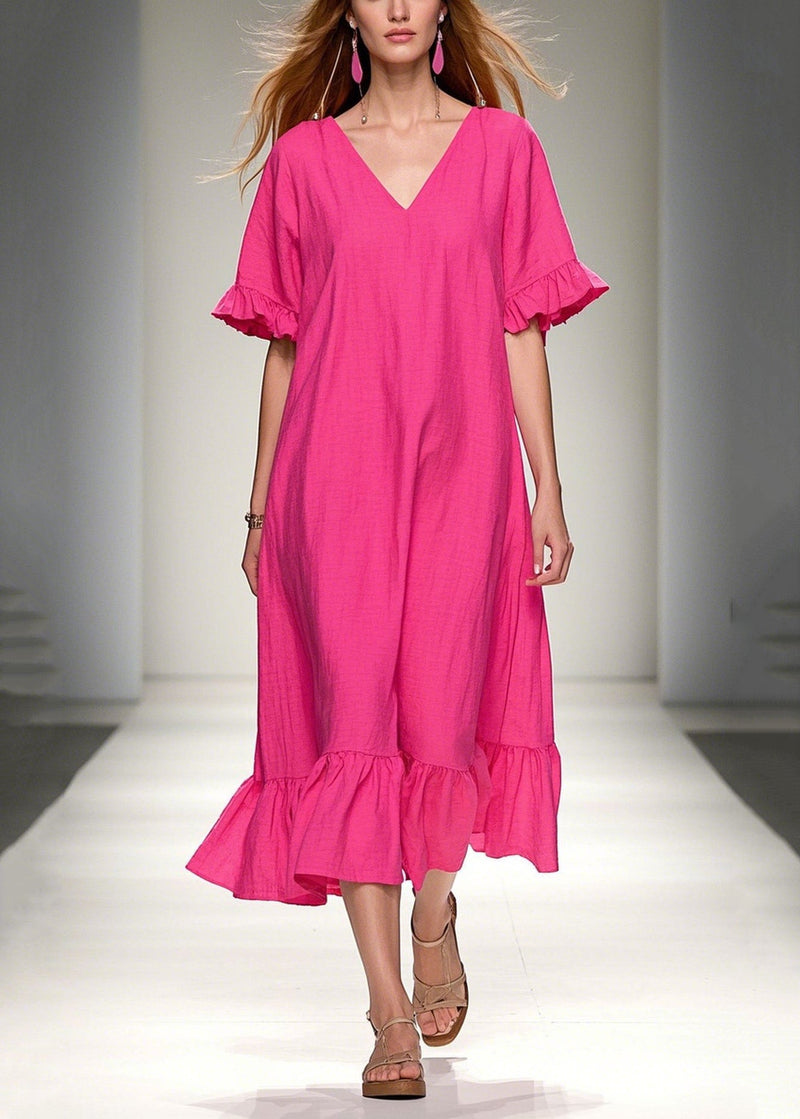 Rose Oversized Cotton Vacation Dresses Summer