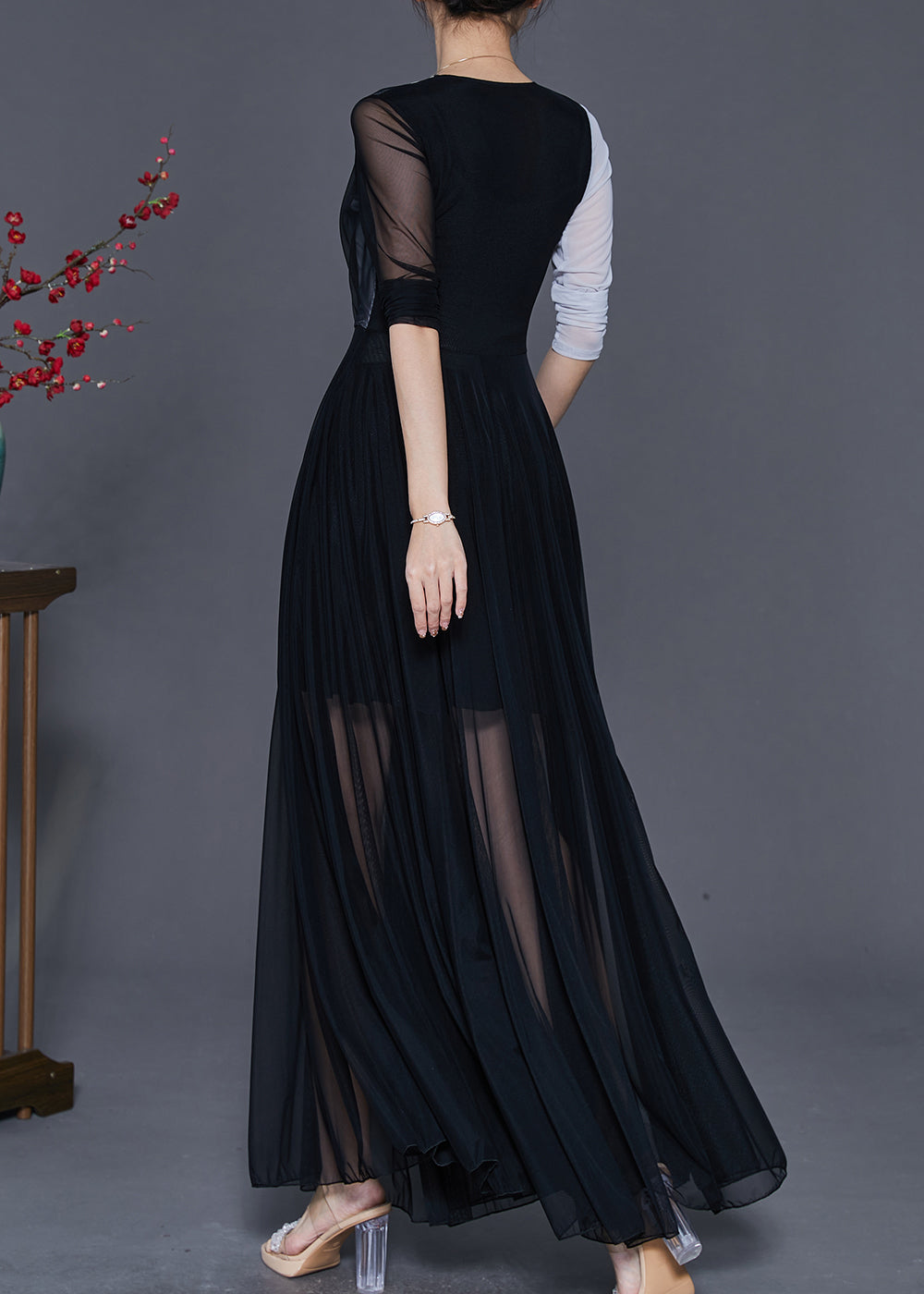 Colorblock Asymmetrical Patchwork Tulle Dress Spring