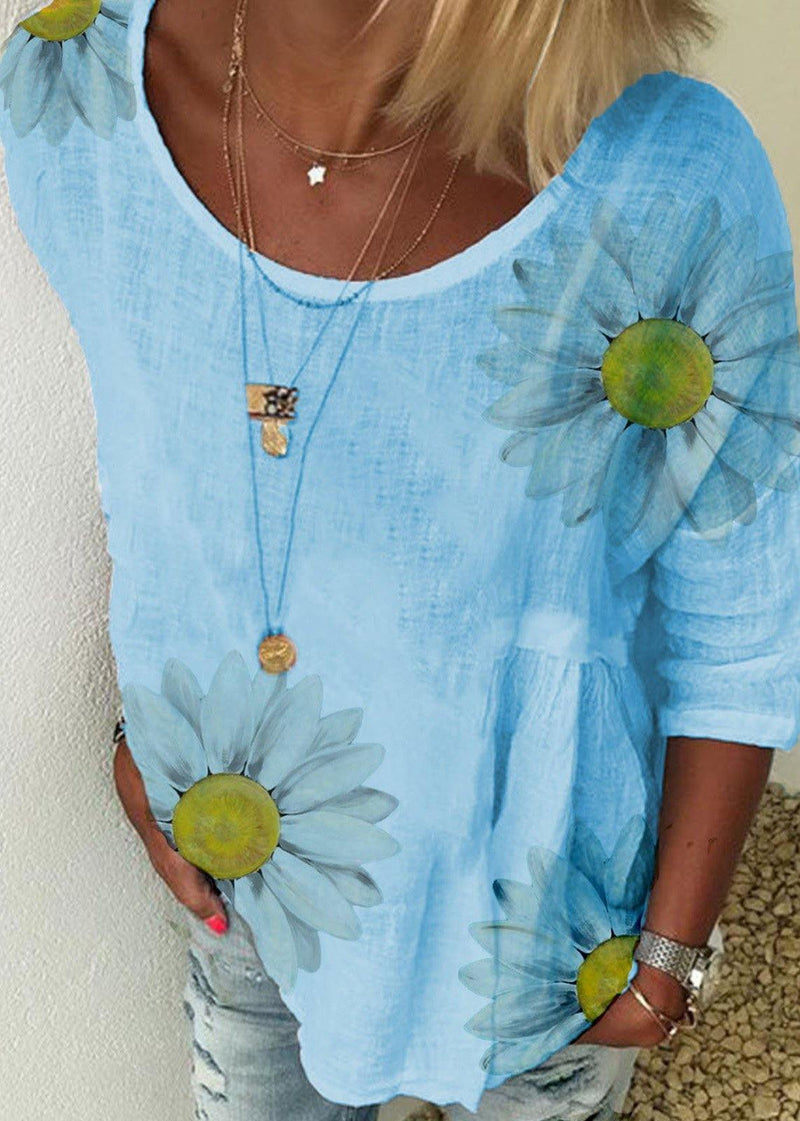 Daisy Print T Shirt Tops Outfits