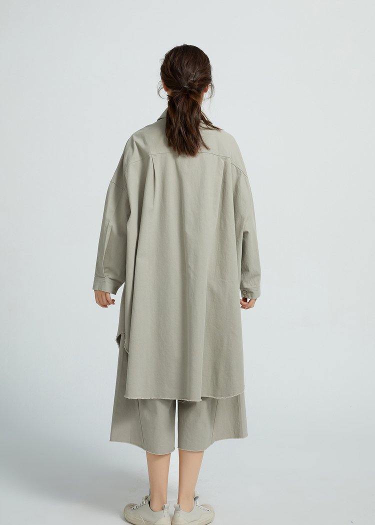 Cotton Long Shirt Tunics for Wardrobes Gray Dresses