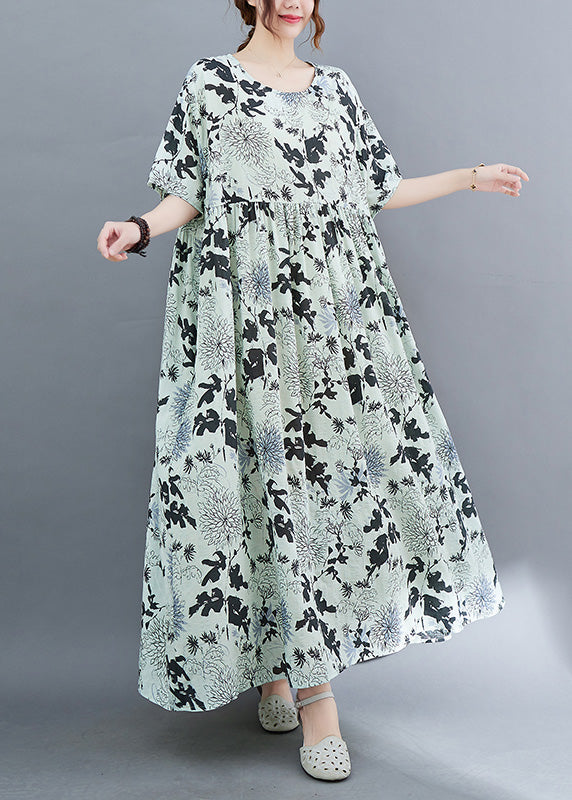 Diy Print Wrinkled Cozy Holiday Long Dress Summer