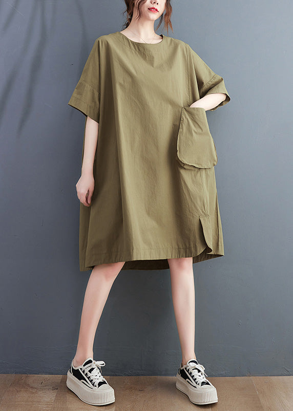Green O-neck Patchwork Cotton Maxi Dresses Summer