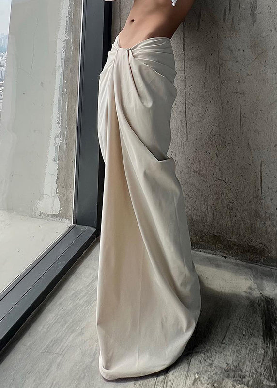 White Asymmetrical Wide Leg Pants Spring
